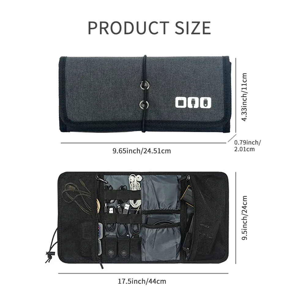 Aufrollbare Stofftasche mit Kabelschlaufen und Netzfächern – Bild 4
